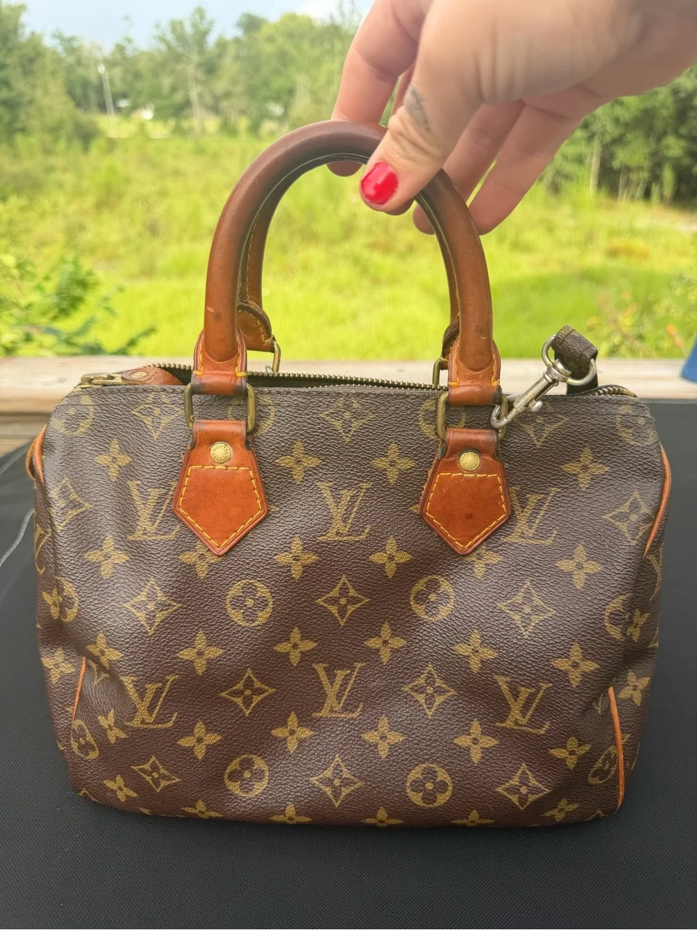 Louis Vuitton Brown Monogram 25 Speedy with crossbody strap